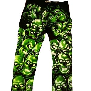 Custom Green Skull Pile Pants